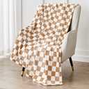 Checkered Blanket Flannel Throw Blankets Soft Cozy Checkered Grid Print Chessboard Gingham Pattern Throws for Bed Sofa Couch for All Seasons, 60x80 Inch, Blonde (Blanket-60"x80", 01 Blonde)