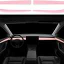 Dashboard Cover Wrap and Front Door Inner Armrest Panel Cover Trim Compatible with Tesla Model 3(2021-2023) and Model Y(2019-2024)(Light Pink)
