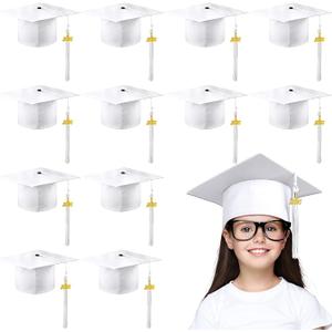 Berlune 36 Pcs Child Preschool Grad Cap Bulk White