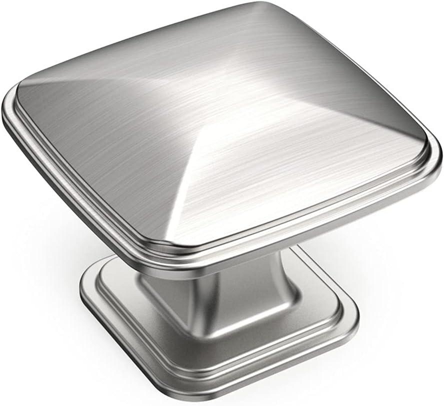 Amerdeco 10 Pack 1-1/4inch Shiny Brushed Satin Nickel Cupboard Drawer Knobs Kitchen Cabinet Knobs Single Hole Cabinet Handles K0003BSN