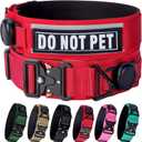 AirTag Dog Collar, 2" Wide Tactical Military Dog Collar with AirTag Holder & 3 Pet Patches, Soft Padded Reflective Waterproof Nylon Collar with Metal Buckle for Large Dogs (Red, L) (L: 17.7-24.4)