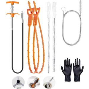 63 Inch Drain Snake Hair Drain Clog Remover Tool, Flexible Sink Snake Drain Cleaner Tool Set, Plumbing Snake for Toilet Sewer Shower Kitchen Bathroom Tub Clogged Hair Removal Cleaning Tool Set