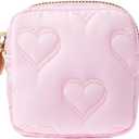 2 x Small Makeup Bag for Purse Mini Quilted Cosmetics Travel Bag Cute Pouch for Women Girls, Pink