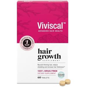 Viviscal Hair Growth Supplements For Women For Thicker, Fuller Hair, Nourishes Thinning & Loss, With Proprietary Collagen Complex, 60 Tablets, 1 Month Supply