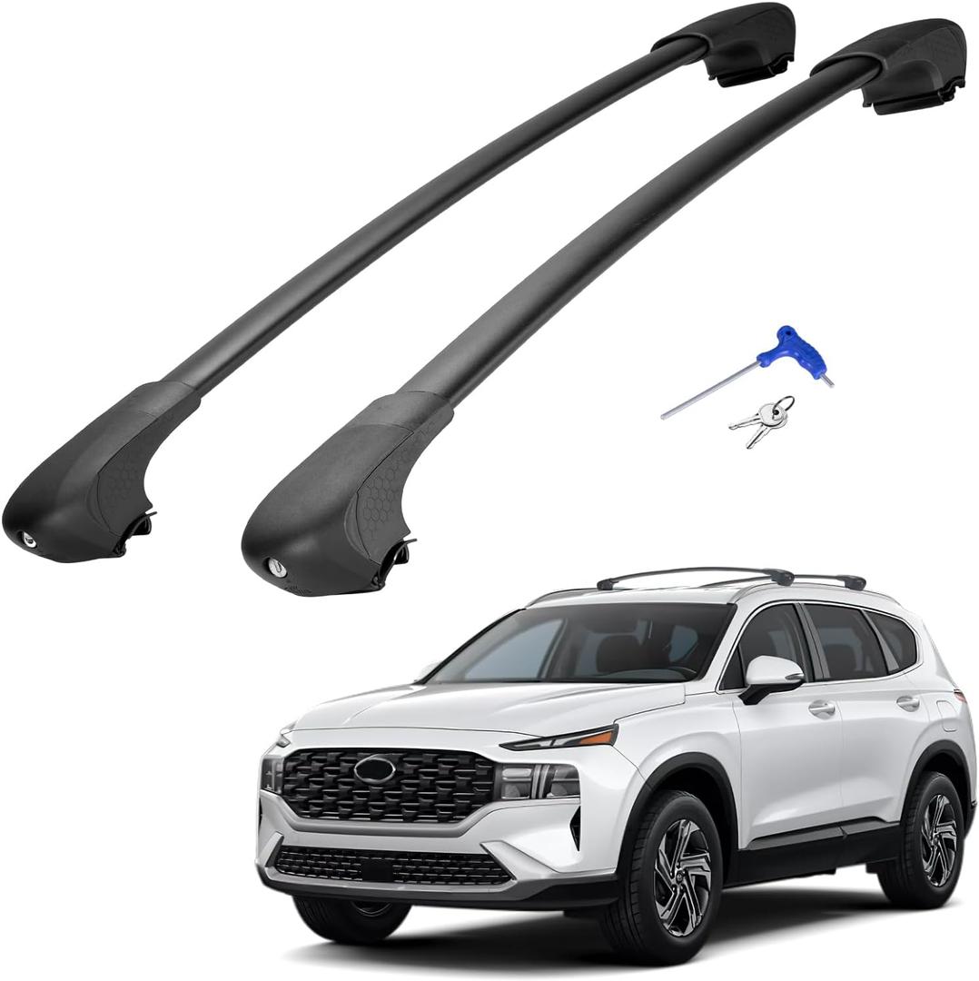 JOYTUTUS 220lbs Lockable Roof Rack Cross Bars Compatible with Hyundai Santa Fe 2019-2023, Heavy Duty Aluminum Car Crossbar for Roof Basket Cargo Bag Kayak Bike Skiboard Luggage Rack