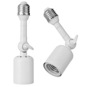 Onite 2-Pack Heavy Duty Light Socket Extender, 360 Adjustable E26/E27 Extension Adapter for High Power Bulbs, Security Cameras & Fans, Outdoor/Indoor (White, 6.7inch)