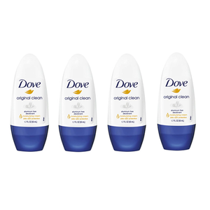 Dove Original Clean Roll On Deodorant, Aluminum Free, All Day Odor Protection, 4Pack, 1.7 FL Oz Each, 4 Bottles