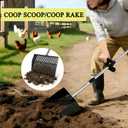 12Inch Chicken Poop Scooper 2-in-1 Coop Scoop with Adjustable Stainless Steel Handle (24-64'') Chicken Coop Rake Sand Sifting Chicken Coop Shovel for Farm Livestock Cleaning Tool