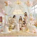 60 ft x 10 ft Wrinkle Free Ivory Backdrop Curtain for Parties, 12 Panels 10ft Polyester Ivory Photo Backdrop Drapes for Graduation Birthday Wedding Party Stage Curtains