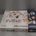 Toyssa Dollhouse Furniture Set, 36PCS Beech Wood and Plastic Miniature Doll House Accessories with Modern 5 Rooms & 4 Flexible Family Dolls, Pretend Play Toys Birthday Gift for Toddlers 3 4 5 6