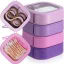 Kathfly 4 Pcs Hair Tie Organizer Portable Accessory Containers Stackable Bobby Pin Holder Home Cotton Swab Dispenser Holder Travel Hair Accessories Jewelry Organizer (Gradient Purple)