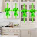 Christmas Cabinet Bows, Green Furry Ribbons, Holiday Door Decorations, Xmas Party Supplies (4, Green Fur)