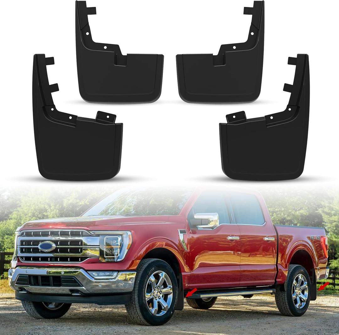 KEWISAUTO Fender Flares Guards for Ford F-150 2021-2024, Front & Rear Mud Flaps Splash Guards for 2021-2024 Ford F150 Without OEM Fender Flares Accessories, Replace #ML3Z-16A550-AA #ML3Z-16A550-BA