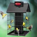 Kingsyard Squirrel Proof Caged Bird Feeder for Outdoor Hanging - Weatherproof Metal Mesh Tube Finch Bird Feeder with 4 Ports for Nyjer/Thistle Seed, Small Birds Goldfinches, Chickadees, Black