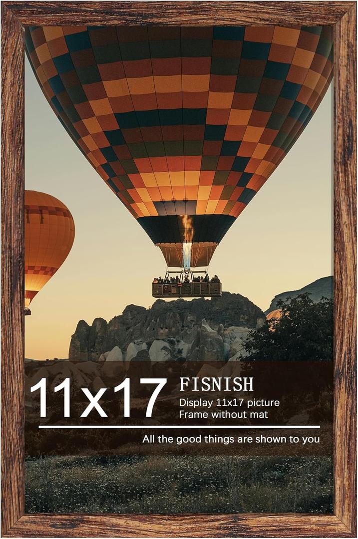 11x17 Picture Frame Brown, Classic Poster Frame for Horizontal or Vertical Wall Mounting, 1 Pack