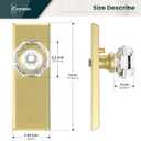 Glass Door Knobs for Interior Doors - Vintage Crystal Privacy Bedroom & Bathroom Door Knob with Lock - Diamond Cut Door Handle - Brushed Gold Finish (1 Pack)