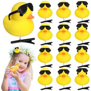 12 Pcs Duck Hair Clips Cute Festival Rave Sprouts Yellow Duck Hairpin Kawaii Cartoon Ducky Clips Decorative Hair Accessories for Summer Holiday Party Props(Cool Style)