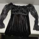 IKADEX Gothic Lolita Dress for Women Black Lace Dress Velvet Mini Dresses Goth Clothes for Teen Girls #A: Black M