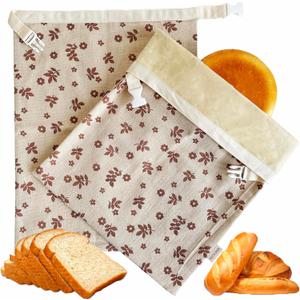2 Pack Beeswax Bread Bags for Sourdough, Reusable Cotton Beeswax Bag for Homemade Bread, Freezer-Friendly & Freshness Preservation Storage to Keep Fresh (Brown)