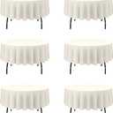 BRILLMAX 6 Pack Ivory Round Tablecloths 70 Inch for 30-48 Tables - 150 GSM Polyester Fabric, Standard Drop, Water, Stain & Wrinkle Resistant Cloth Cover for Wedding Reception Banquet Dining Party