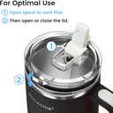30oz Hygienic Insulated Tumbler with Handle 100% Leakproof Lid with Removable Spout & Straw, Reinforced Vacuum-Protection Base, Cup Holder Friendly, for Travel/Gym/Office- Black