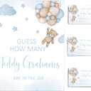 noxozoqm We Can Barely Wait Baby Shower Games Guess How Many Bear Game Sign and String Card for 50 Guests for Boys Baby Shower, routine, Blue