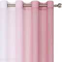 Purainbow Chiffon Sheer Ombre Curtains for Living Room, Grommet Special Crinkle Gradient Pink Semi Sheer Window Treatments Privacy with Light for Bedroom Kids Room, All Season, 52"x63"x2