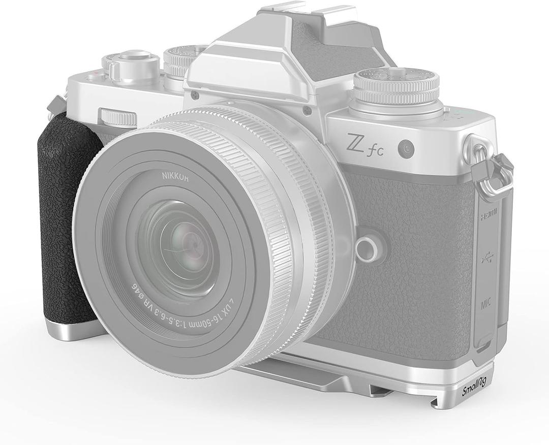 SmallRig Z fc Handgrip L-Shape Grip Holder for Nikon Z fc Camera, Retro-Style Side Handle with 1/4"-20 Threaded Hole, Cold Shoe, Quick Release Plate for Arca, Lightweight and Comfort (Sliver) - 3480