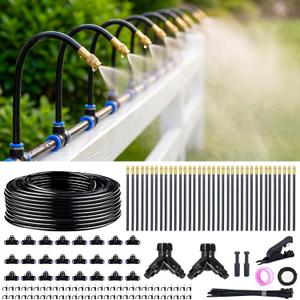 Thiswing 200FT 360 Adjustable Irrigation System for Garden 1/4" Tubing with 36 Nozzles, Watering Misting System, Sprinkler for Garden, Raised Bed, Lawn, Plants