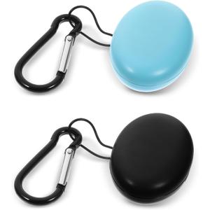Thinp 2 Pcs Earplug Case,Loop Earplugs Case Loop Case Ear Plug Case Oval Earplug Holder with Keychains Potable Mini Carry Case for Earplugs Business Trip Storage Trinkets Pills(Black,Blue)