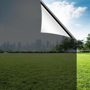 Niviy One Way Window Film Privacy Mirror Effect Self-Adhesive Window Tint UV Heat Control Glass Door Film for Home and Office, Black-Silver 35.4 x 78.7 inches