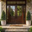 35" Artificial Cedar Topiary Ball Trees Set, 2 Pack Faux Cypress Plants UV Resistant Pine Shrubs Fake Bushes for Outdoor Indoor Front Porch Garden