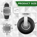RRQ 10 Inch Caster Wheels, Pneumatic Rigid Caster Wheels with Zinc Top Plate for Cart, Dolly, Trolley, Workbench and Wagon, All Terrain Casters, Black Rubber Wheels, 600 Lbs Total Capacity (2 Pack)