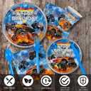 168pcs Monster Truck Party Decorations Plates Napkins Disposable Paper Cups Monster Car Tableware Set Birthday Party Supplies for Kids Boys 1st 2nd 3rd Birthday Decor Serves 24 Guests