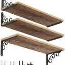IARTOPS L Shelf Brackets for 8" - 10" Board, Floating Shelf Bracket Heavy Duty Metal Shelving Brackets for Shelves, Decorative Iron Rustic Wall Brackets for DIY Floating Shelf, 6 Pack Black