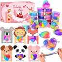 Valentines Day Slime 24 Pack, Mini Heart Galaxy Slime Cups with Valentine Cards & Individual Gift Bags, Classroom Exchange Gifts for Kids, Party Favors Goodie Bag Fillers, Stress Relief Fidget Toys