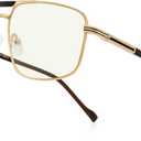Reading Glasses for Men Square Double Bridge Blue Light Blocking Computer Readers 1.5x Gold