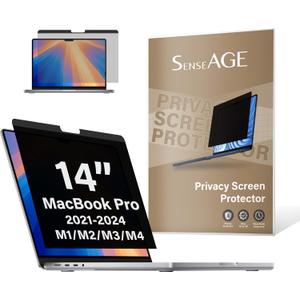 SenseAGE Magnetic Privacy Screen Filter For MacBook Pro 14 Inch (2021-2025, M1, M2, M3, M4, M5, Pro, Max), Removable Privacy Screen Protector, Anti Glare Blue Light, Compatible with MacBook Pro 14 inch