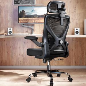 Ergonomic Office Chair - Mesh Desk Chair with Adjustable Lumbar Support High Back Computer Gaming Chairs - Big and Tall Office Chairs Adults, Comfortable for Long Hours, Black