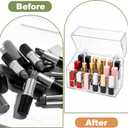 Foraineam 3 Pack Lipstick Holder Organizer with Lid, 18 Spaces Clear Acrylic Lipstick Display Stand Container, Dust-proof Beauty Makeup Storage Case for Cosmetic Dresser Vanity Cabinet Display