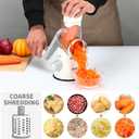 Cambom Rotary Cheese Grater Hand Crank Cheese Shredder for Fresh Cheese, Vegetable, Nuts,Non-slip Suction Base, Free Cleaning Brush Three Blades, White