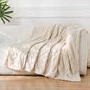 PU MEI White Fleece Throw Blanket for Couch Sofa Bed - Super Soft Twin Blankets for Men Women, Cute Cozy Blanket for Girls, 60x80 Inches