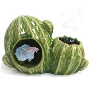 Aquarium Decor Cave Betta Fish Tank Accessories Ornaments Cactus House Hideout for Shrimp Cichlid Hermit Crab, Octopus Hiding Breeding for Tank (Green Cactus)