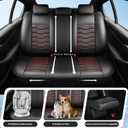 Car Seat Covers for Chevy/Chevrolet Colorado 2015-2025 2026 Full Set 5 Seat Red Line Black- Premium Leather，Waterproof Breathable, All-Weather Seat Cushion Protector