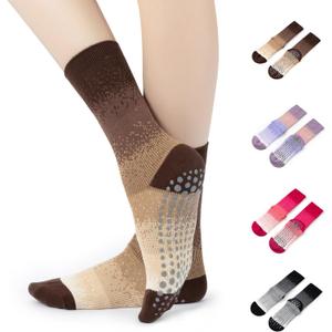 Pilates Grip Yoga Socks with Grips for Women, Colorful Non Slip Crew Athletic Socks for Barre, Anti-Slip Design.