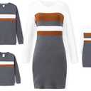 PATPAT Family Matching Outfits Fall Winter Cotton Long Sleeve Bodycon Dresses and Sweatshirts Tops Sets M