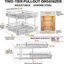 2-Tier Kitchen Cabinet Pull Out Shelf and Drawer Organizer Slide Out Pantry Storaqe Basket in Multiple Sizes (16" W x 21" D)