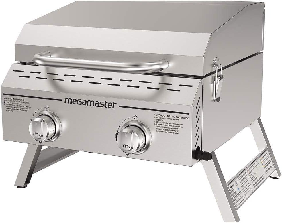 Premium Outdoor Cooking 2-Burner Grill, While Camping, Outdoor Kitchen, Patio Garden, Barbecue with Two Foldable legs, Silver in Stainless Steel (2-Burner Portable with 2 foldable legs)
