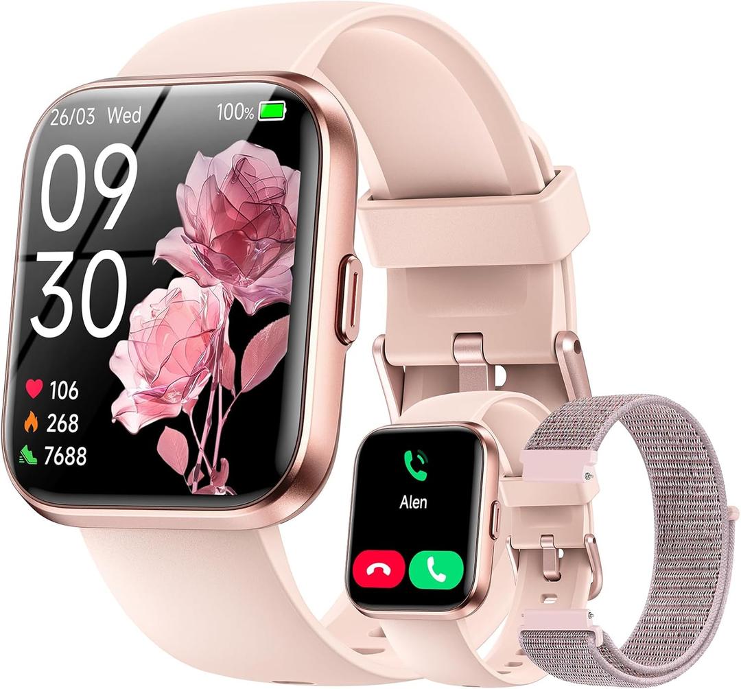 Smart Watches for Women, 1.85" HD Alexa Smart Watch for Android Phones & iPhones with Calls/Messages/Reminders, 3ATM 120+ Sport Modes Fitness Tracker Watch for Women with Heart Rate/Sleep/SpO2 Monitor (Pink)