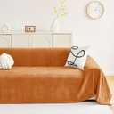hyha Couch Cover for Dogs, Boho Sofa Covers for 3 Cushion Couch Washable, Chenille Sofa Slipcover for Pets, Soft Loveseat Sectional Couch Throw Blankets with Tassels (Orange, 88.5x118 Inch)